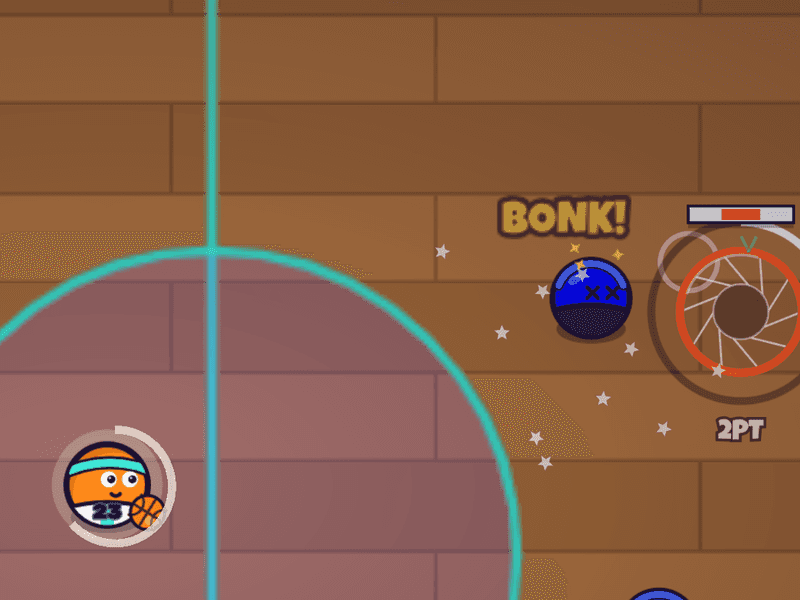 A stunned defender seeing stars after a bonk.