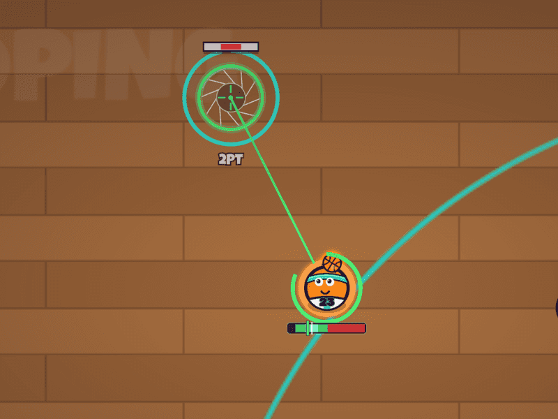 The shot meter under the hooper with the needle in the green window and a locked hoop.